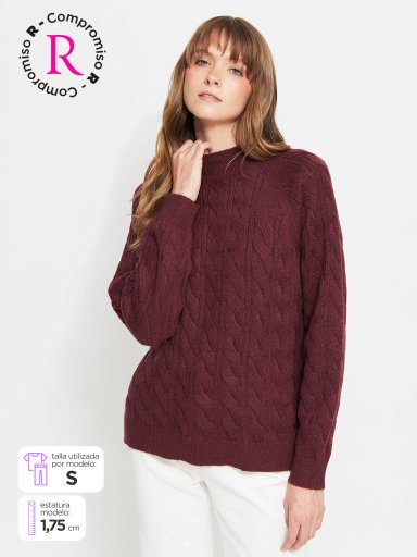 SWEATER MUJER REGATTA CUELLO REDONDO MANGA LARGA TRENZADO - 1