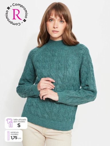 SWEATER MUJER REGATTA CUELLO REDONDO MANGA LARGA TRENZADO - 1
