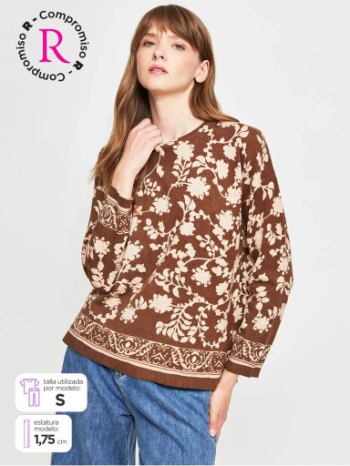 SWEATER MUJER TATIENNE CUELLO REDONDO PRINT - 1