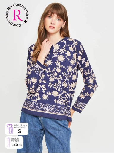 SWEATER MUJER TATIENNE CUELLO REDONDO PRINT - 1
