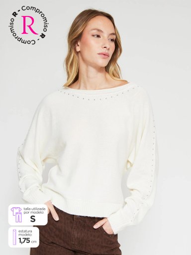 SWEATER MUJER INDEX MANGA LARGA TACHAS - 1