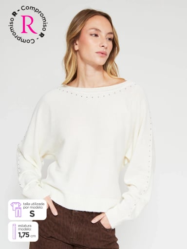 SWEATER MUJER INDEX MANGA LARGA TACHAS - 1
