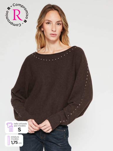 SWEATER MUJER INDEX MANGA LARGA TACHAS - 1