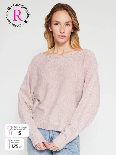 SWEATER MUJER INDEX MANGA LARGA TACHAS - 1
