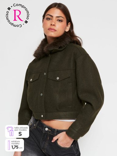 CHAQUETA MUJER INDEX CORTA CUELLO PIEL - 1