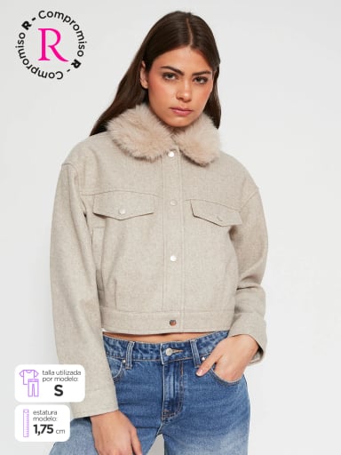 CHAQUETA MUJER INDEX CORTA CUELLO PIEL - 1