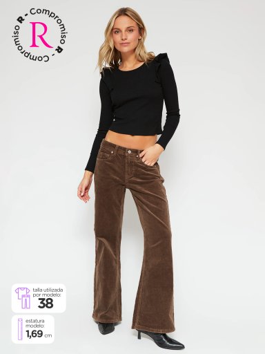 PANTALÓN MUJER INDEX ALGODÓN COTELÉ FLARE RELAX - 1