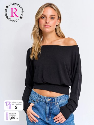 POLERA MUJER INDEX MANGA LARGA ASIMÉTRICA - 1