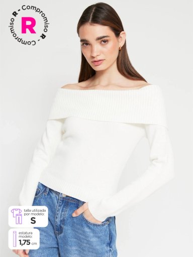 SWEATER MUJER INDEX MANGA LARGA BARDOT - 1