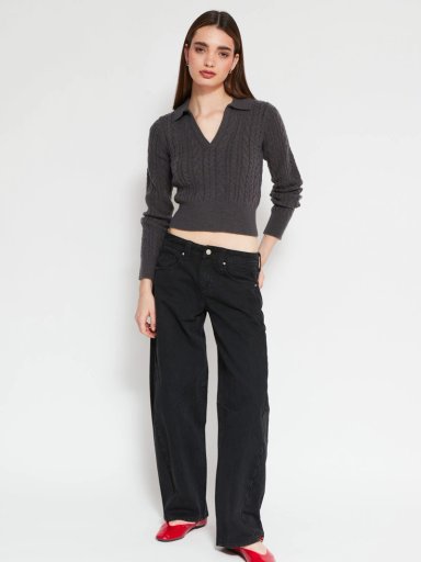 SWEATER MUJER INDEX CUELLO POLO MANGA LARGA TRENZADO - 4