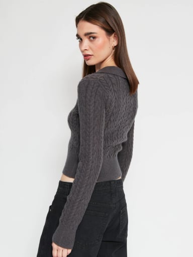 SWEATER MUJER INDEX CUELLO POLO MANGA LARGA TRENZADO - 2