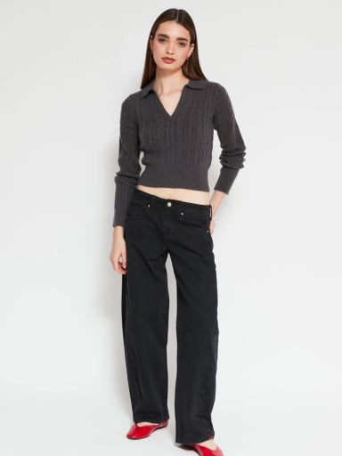 SWEATER MUJER INDEX CUELLO POLO MANGA LARGA TRENZADO - 4