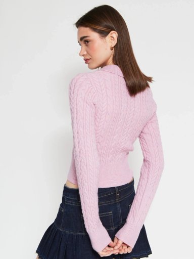 SWEATER MUJER INDEX CUELLO POLO MANGA LARGA TRENZADO - 2