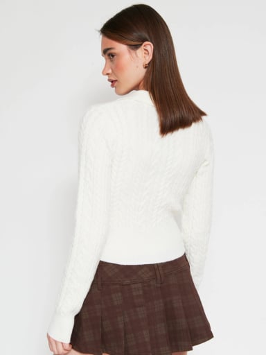 SWEATER MUJER INDEX CUELLO POLO MANGA LARGA TRENZADO - 2
