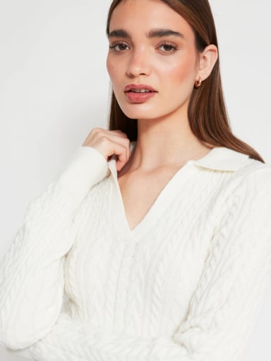 SWEATER MUJER INDEX CUELLO POLO MANGA LARGA TRENZADO - 3