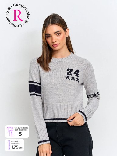 SWEATER MUJER INDEX MANGA LARGA NÚMERO - 1