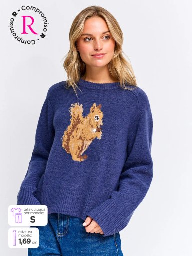 SWEATER MUJER INDEX MANGA LARGA CALADO - 1