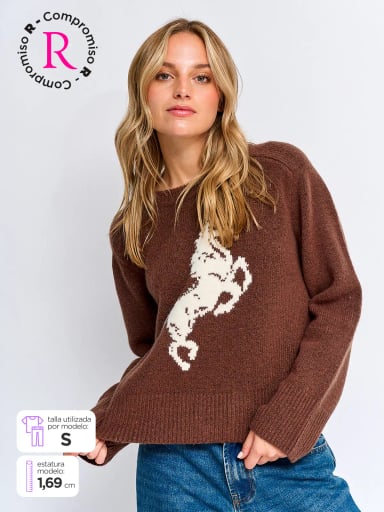 SWEATER MUJER INDEX MANGA LARGA CALADO - 1