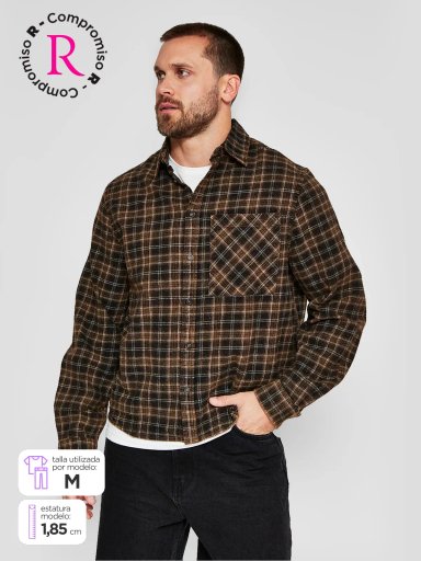 CAMISA HOMBRE INDEX MANGA LARGA CUADROS FRANELA - 1