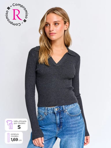 POLERA MUJER INDEX MANGA LARGA TEJIDA - 1
