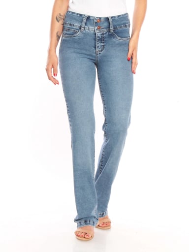 JEANS MUJER WADOS ALGODÓN RECTO TIRO ALTO BOTONES - 2
