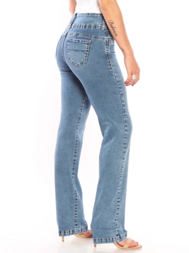 JEANS MUJER WADOS ALGODÓN RECTO TIRO ALTO BOTONES - 4