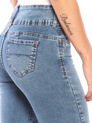 JEANS MUJER WADOS ALGODÓN RECTO TIRO ALTO BOTONES - 6