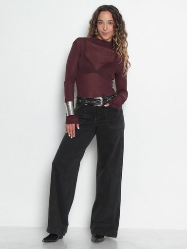 JEANS MUJER WADOS ALGODÓN WIDE CARGO TIRO MEDIO - 1