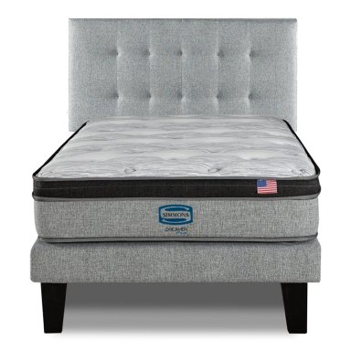 CAMA EUROPEA SIMMONS DREAMER PLUS 1.5 PLAZAS + RESPALDO URBAN PLATA - 1