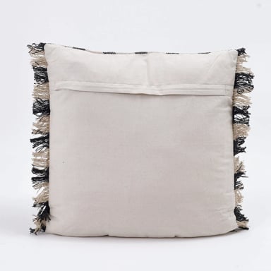 COJÍN RIPLEY HOME CAMEL RAYAS FLECOS 50X50 CM NEGRO - 2