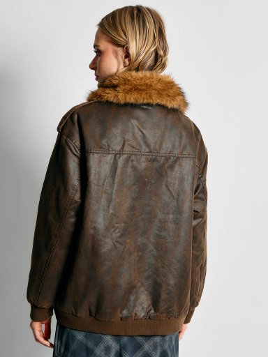 CHAQUETA MUJER INDEX CORTA CUELLO EFECTO PIEL - 2