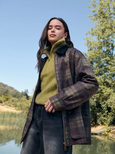 CHAQUETA MUJER INDEX ALGODÓN ENGOMADA ESCOCESA - 1