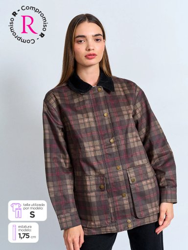 CHAQUETA MUJER INDEX ALGODÓN ENGOMADA ESCOCESA - 2