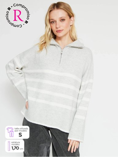 SWEATER MUJER INDEX MANGA LARGA BÁSICO - 1