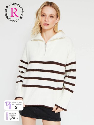SWEATER MUJER INDEX MANGA LARGA BÁSICO - 1
