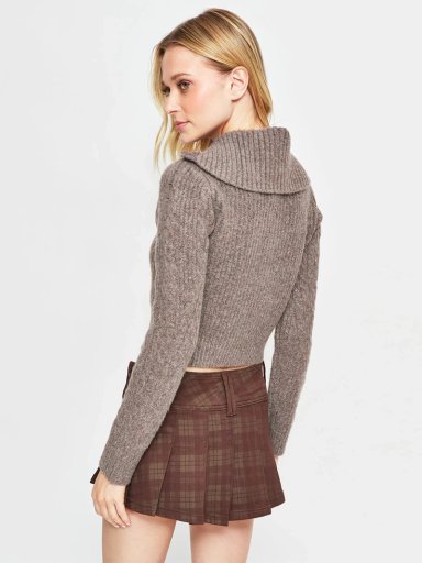 SWEATER MUJER INDEX MANGA LARGA TRENZADO CIERRE - 2