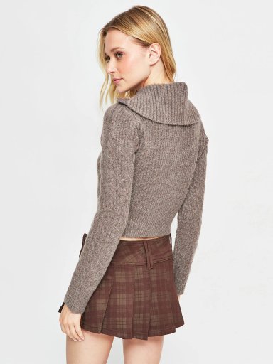 SWEATER MUJER INDEX MANGA LARGA TRENZADO CIERRE - 2