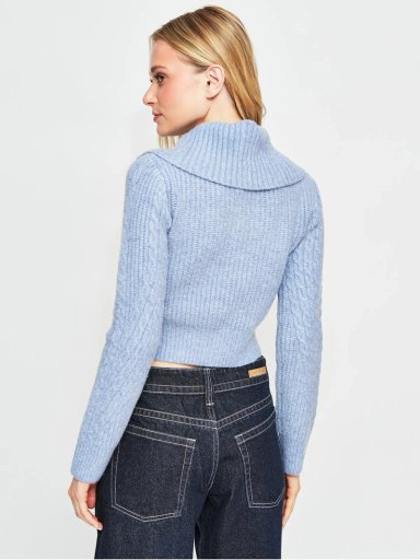 SWEATER MUJER INDEX MANGA LARGA TRENZADO CIERRE - 2