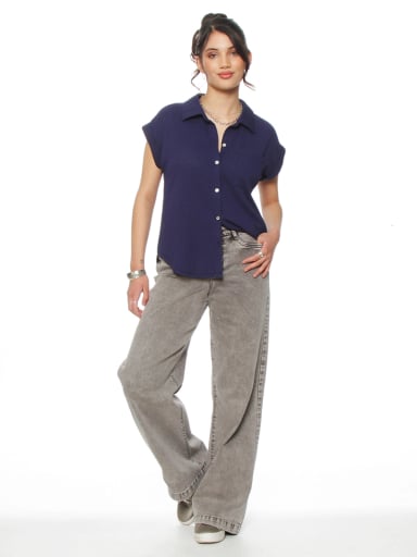 BLUSA MUJER WADOS MANGA CORTA ABOTONADA - 1
