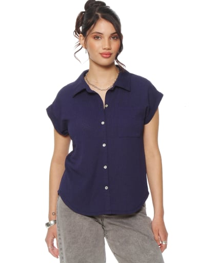 BLUSA MUJER WADOS MANGA CORTA ABOTONADA - 2