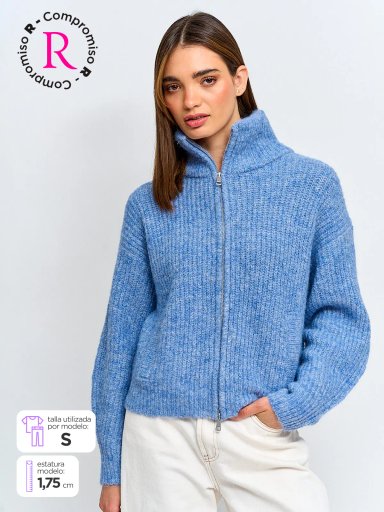 SWEATER MUJER INDEX MANGA LARGA CIERRE - 1
