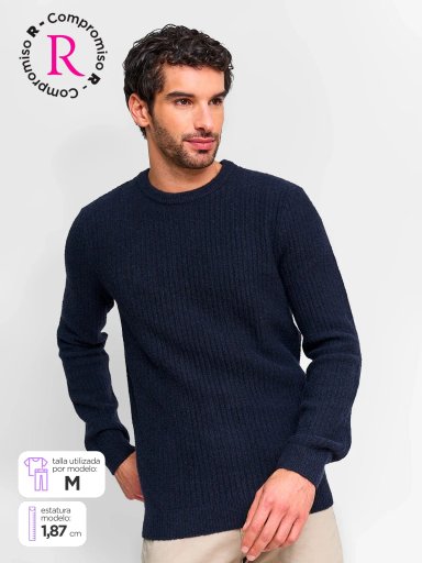 SWEATER HOMBRE MARQUIS LANA CUELLO REDONDO TEXTURA - 1