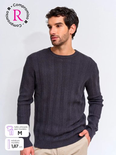 SWEATER HOMBRE MARQUIS CUELLO REDONDO TRENZADO TEXTURA - 1