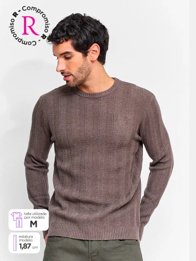 SWEATER HOMBRE MARQUIS CUELLO REDONDO TRENZADO TEXTURA - 1