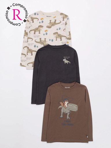PACK X3 POLERA MANGA LARGA NIÑO HARVEST - 1