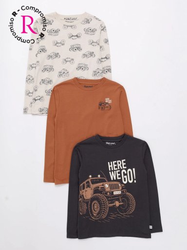 PACK X3 POLERA MANGA LARGA NIÑO HARVEST - 1