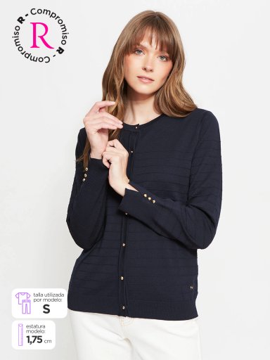 CARDIGAN MUJER CACHAREL BOTONES Y TEXTURA - 1