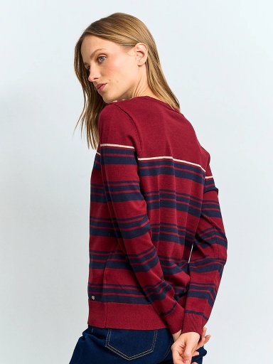 SWEATER MUJER CACHAREL CUELLO REDONDO MANGA LARGA RAYAS Y BOTONES - 2