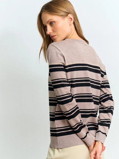 SWEATER MUJER CACHAREL CUELLO REDONDO MANGA LARGA RAYAS Y BOTONES - 2