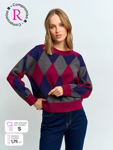 SWEATER MUJER REGATTA MANGA LARGA ROMBOS - 1